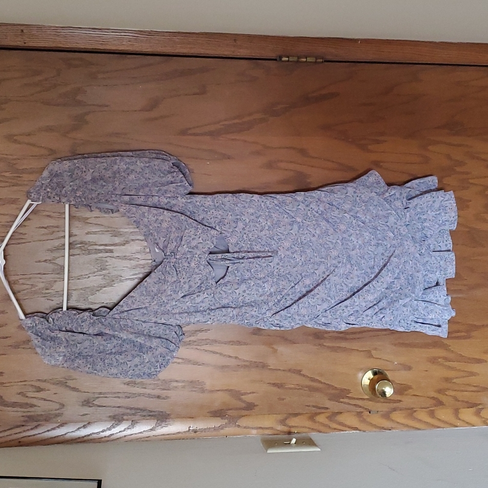 Lilac floral ruched mini dress, size small, NWT